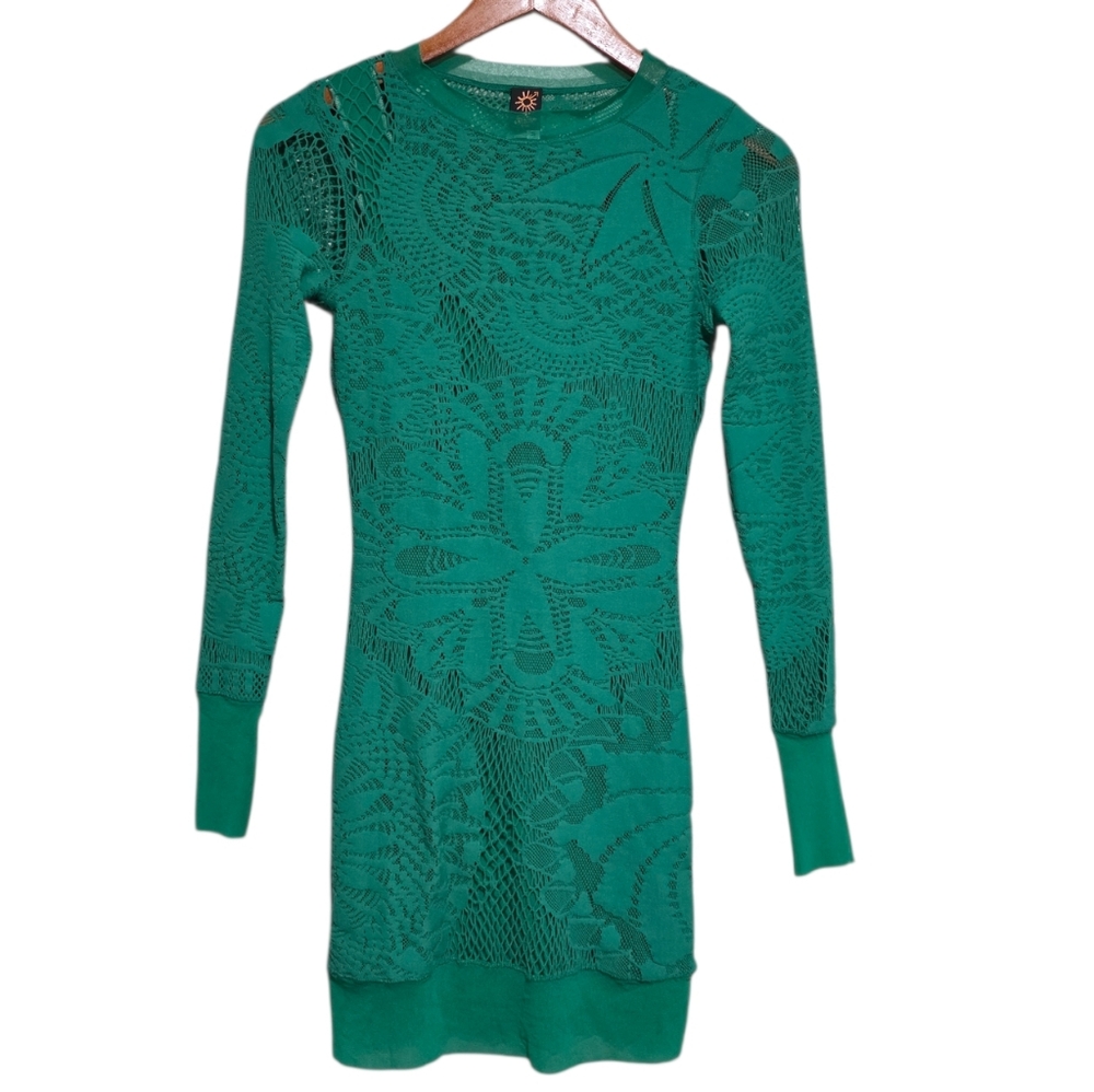 Jean Paul Gaultier Soleil Long Sleeve Dress in Green Size Small